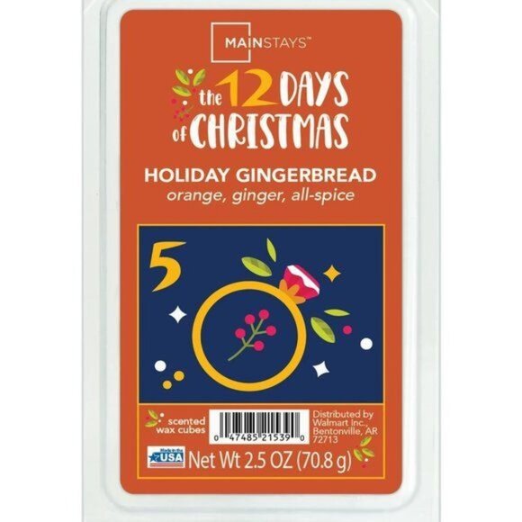 Mainstays 5th Day 12 Days Of Christmas Holiday Gingerbread Scented Wax Cubes NEW - Picture 1 of 4